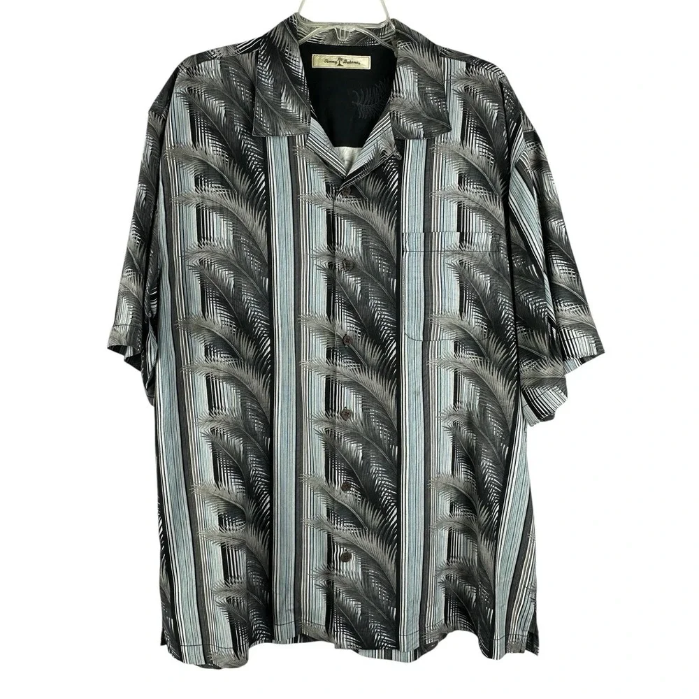 Tommy Bahama Mens Large Silk Camp Collar Cigar Button Up Hawaiian Shirt